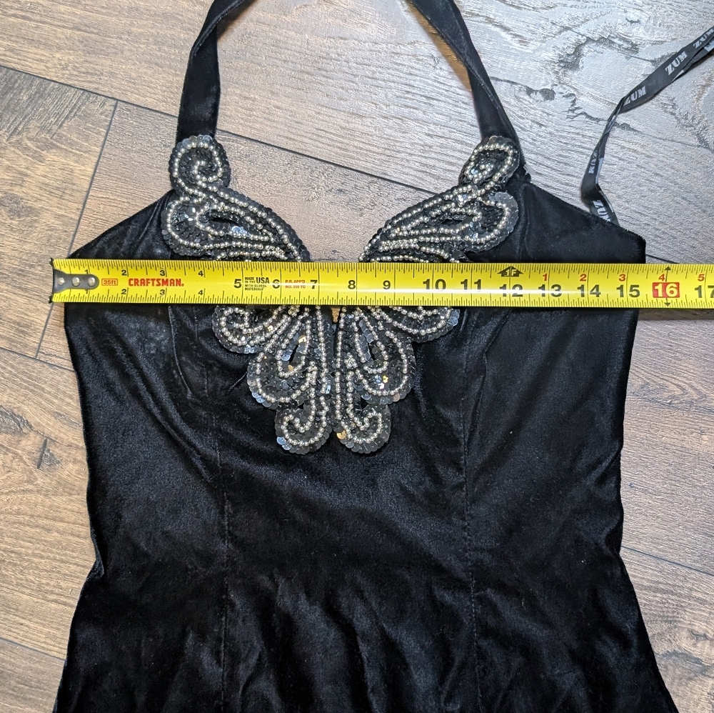 Zum‎ Zum by Niki Livas Halter Goth SweatHeart Fairy Vamp Velvet Midi Dress S/M - Picture 5 of 11